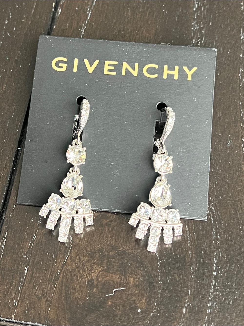 Givenchy Clear Crystal Chandelier Drop Earrings